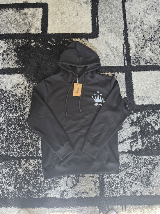 Stussy Other - Stussy Black Hoodie with White Crown Logo